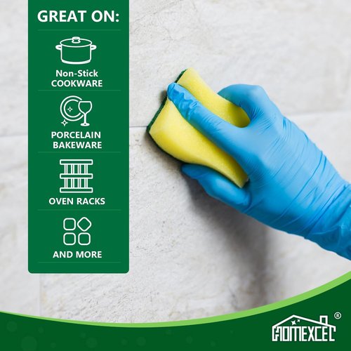 HOMEXCEL Heavy-Duty Kitchen Sponges - 24-Pack Dual-Sided Yellow Scrubbers for Dishes & Cookware