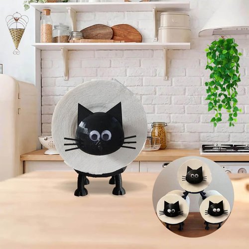 Cat Toilet Paper Holder - Funny Animal Paper Towel Holder for Bathroom Decor, Self Standing Unique 3D Printed with Durable Resin, 3pcs