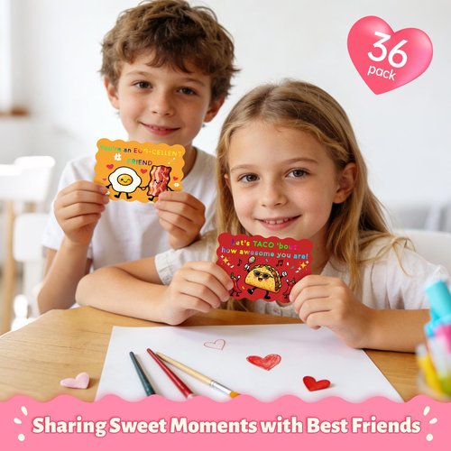 Roosyo 36 Pack Valentines Day Cards for Kids School – 4.7 x 3.2 in Funny Classroom Valentine Cards, 9 Cute Designs with Envelopes & Stickers for Boys, Girls & Teachers