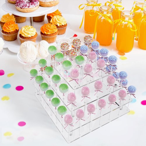 Clear Acrylic Cake Pop Stand Lollipop Display Holder Tower 56 Hole 3 Tiered Candy Tree for Party Decorating Wedding Events Supplies