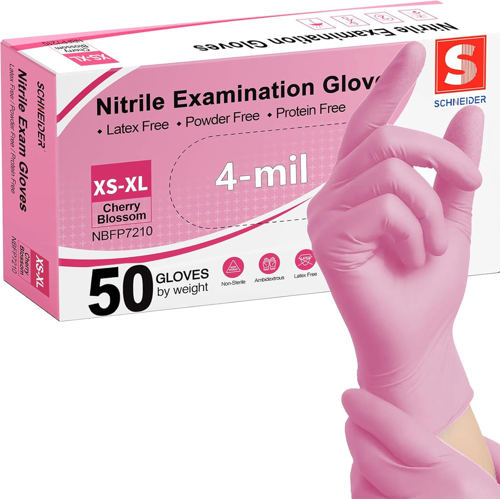 Schneider Nitrile Exam Gloves - 4-Mil Disposable Medical Gloves | Latex-Free & Powder-Free, Food Safe