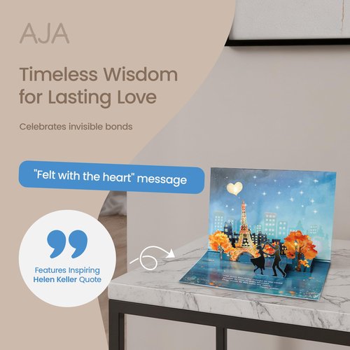 AJA Art Studio 3D Pop Up Anniversary Card for Husband or Wife - Happy Anniversary Cards for Couple with LED Lights and Romantic Music - Includes Message Insert and Plain Envelope - Paris Themed
