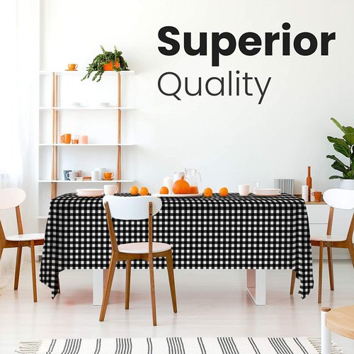 Black Gingham Checkered Tablecloths by [Brand Name] - 14 Pack Disposable 54 x 108 in. Rectangle for Parties & Events