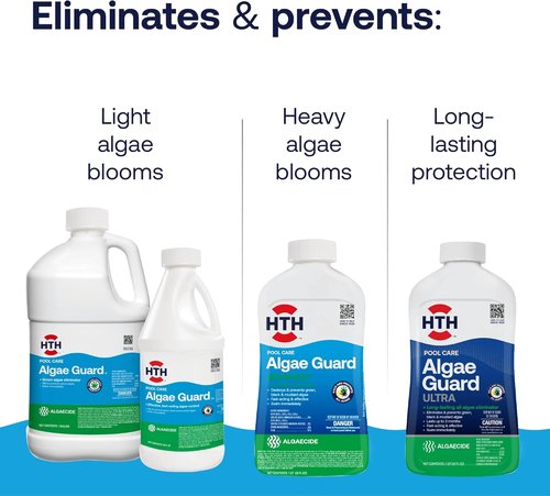 HTH 67084 Algae Guard - Advanced All Algae Eliminator for Swimming Pools | Fast-Acting, 32 fl oz