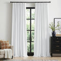 Skiennix 100% Blackout Curtains - Thermal Insulated Faux Linen | 84 Inch Length, 2 Panels Set in Bright White