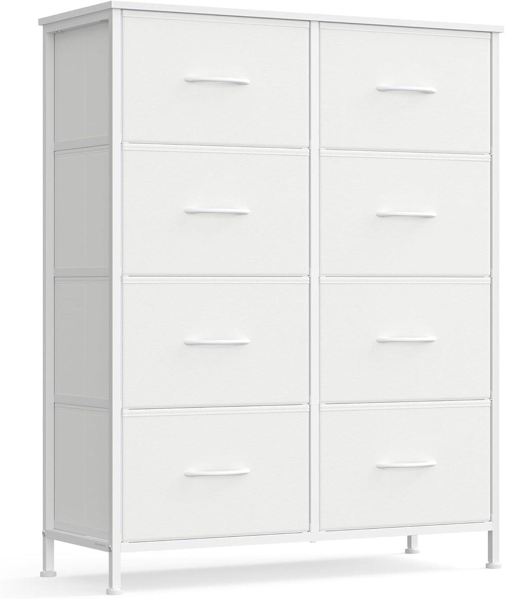 SONGMICS Dresser - 8-Drawer Storage Organizer Unit in Cloud White & Snow White | Durable Steel & MDF Design