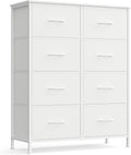 SONGMICS Dresser - 8-Drawer Storage Organizer Unit in Cloud White & Snow White | Durable Steel & MDF Design