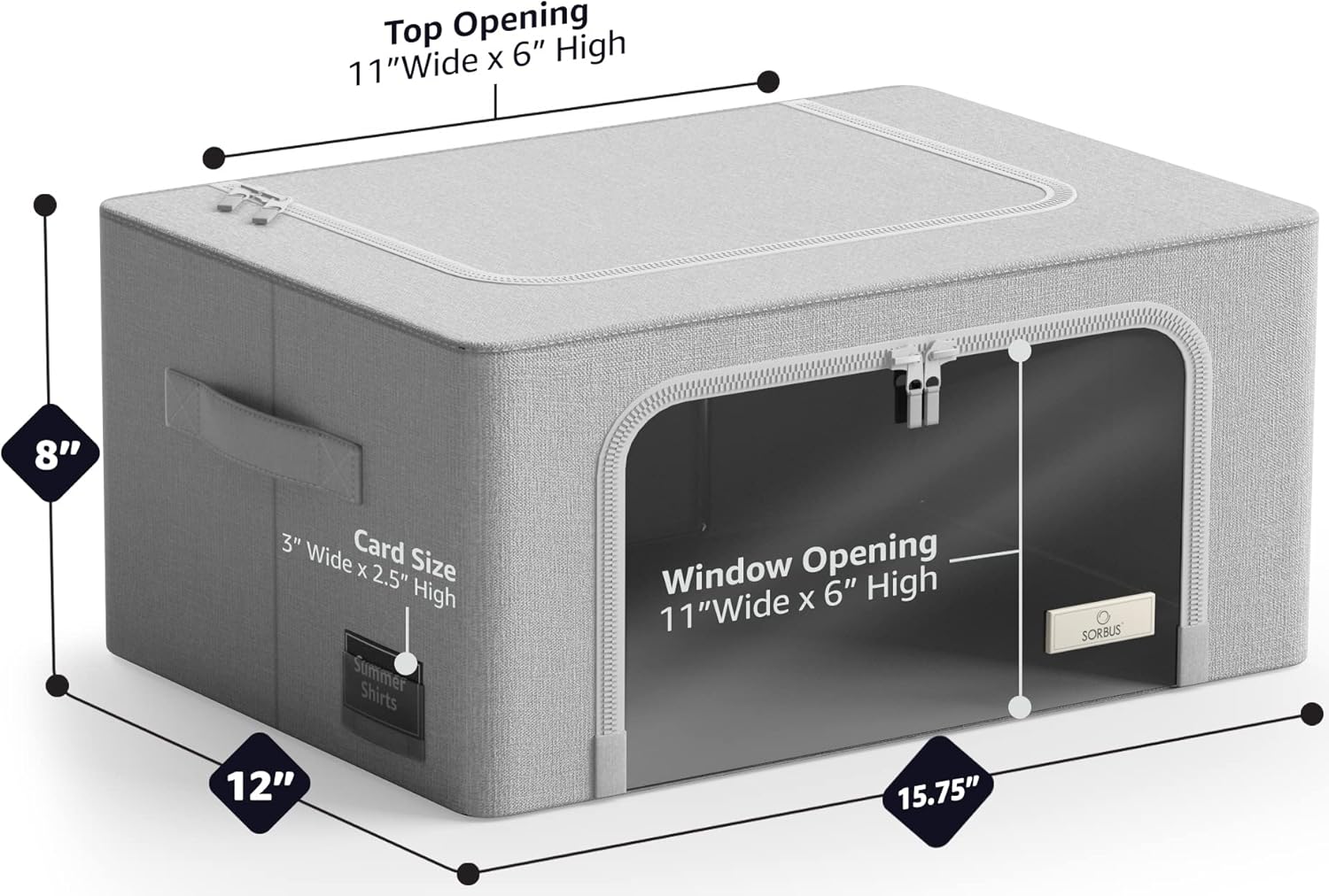 Sorbus Storage Bins - Stackable & Foldable Oxford Fabric Organizer Bags with Clear Window | Ideal for Bedding & Linen