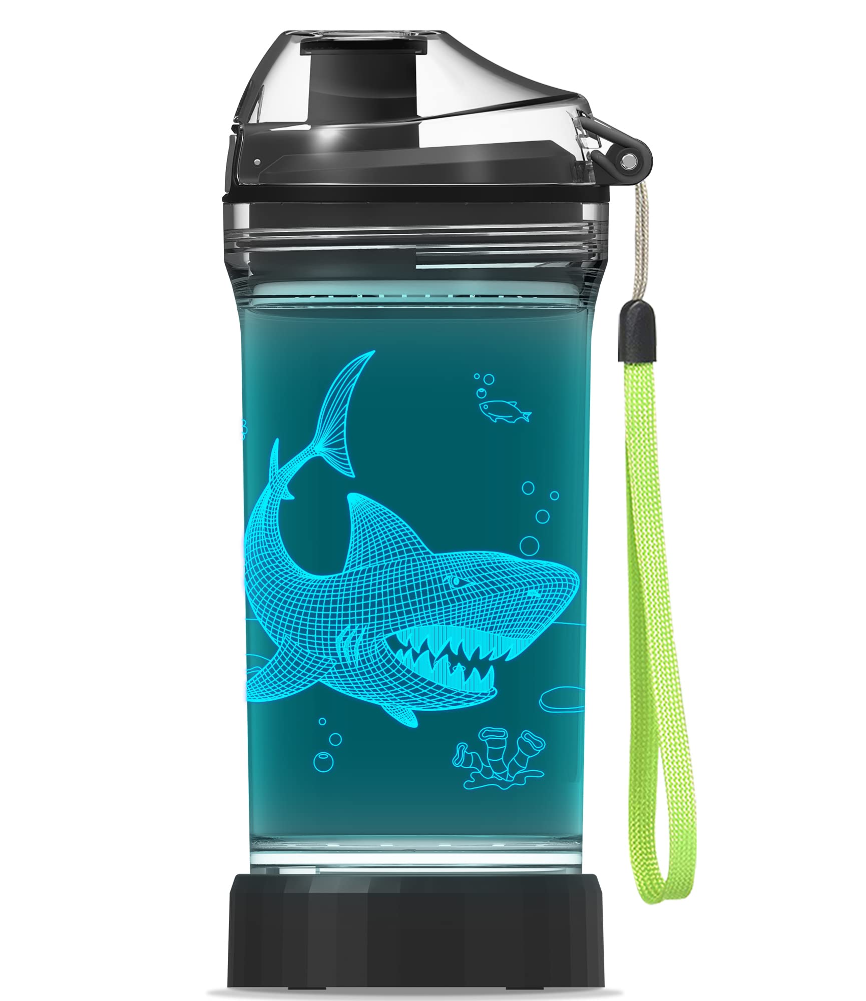 Lightzz Kids Shark Water Bottle, Glow in the Dark, 14 oz