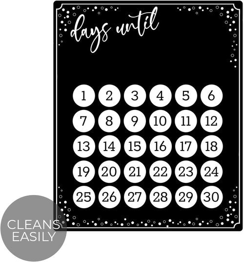 Event Countdown Board - 10" x 12" Black Dry Erase Calendar | USA-Made Countdown Sign for Photos