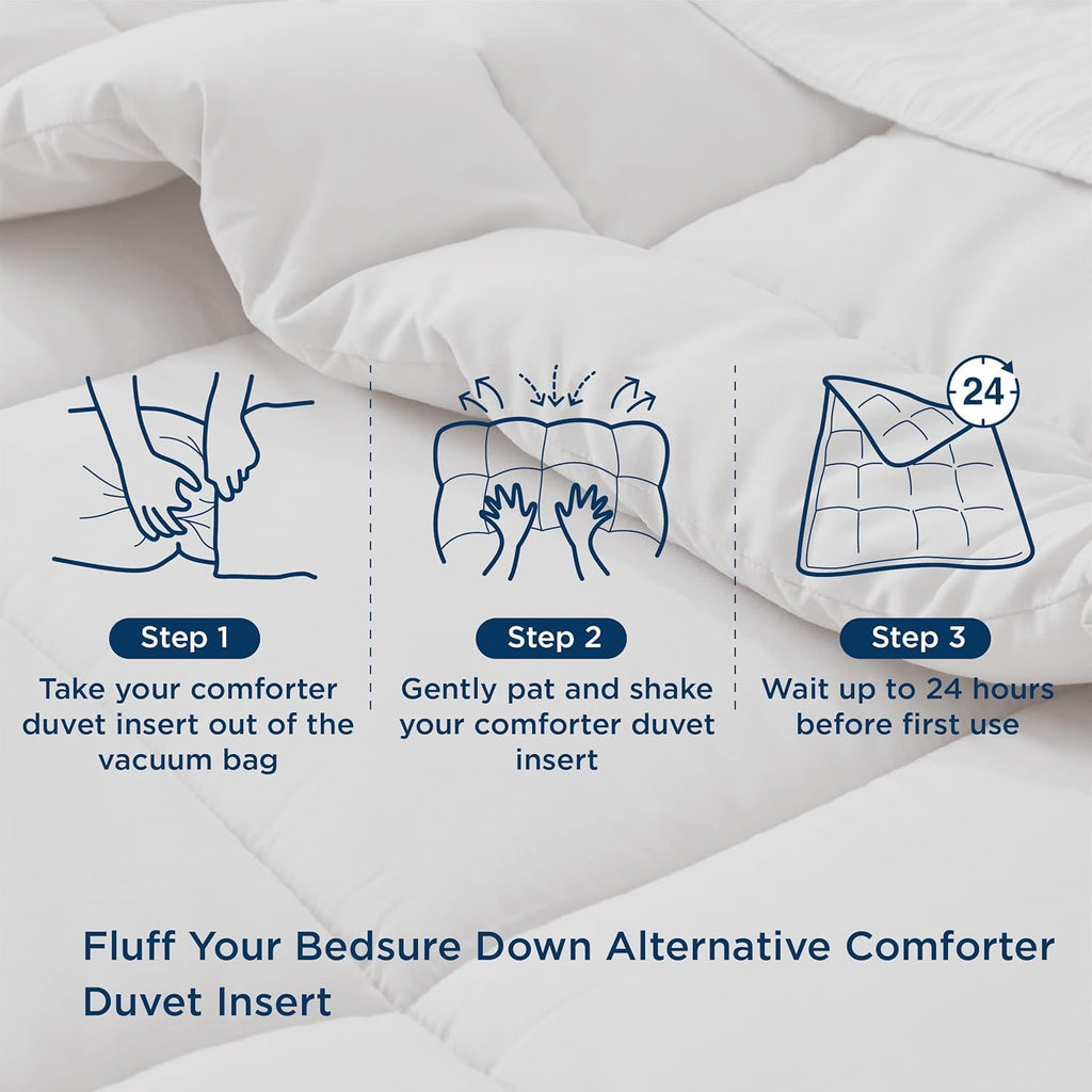 Bedsure Comforter Duvet Insert - All-Season Cal King Size Quilted Bedding, GentleSoft Down Alternative, Grey 96 x 102 Inches