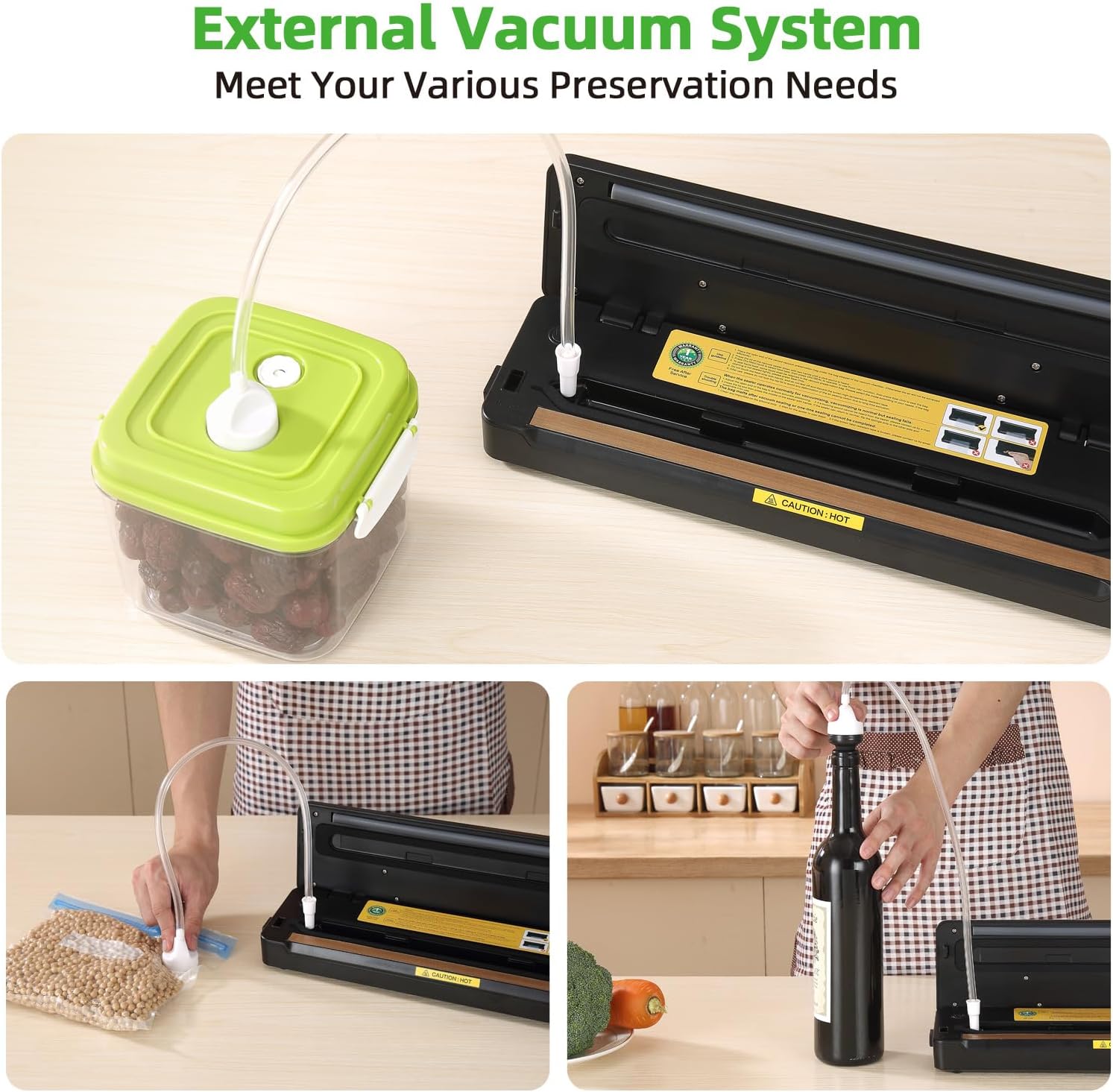 Vacuum Sealer Machine - Powerful 85kPa Suction | Compact One-Touch Automatic Food Sealer | Includes Bags & Cutter