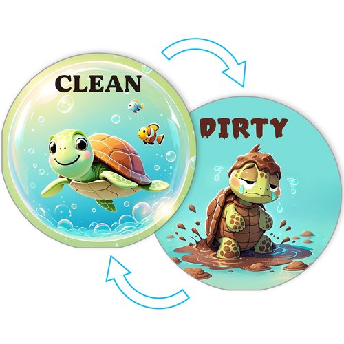 Funny Dishwasher Magnet Clean Dirty Sign,Double-Sided Reversible Clean/Dirty Sign for Stainless Steel Dishwashers,Refrigerator,Laundry Room,Kitchen,Sea Turtle Magnetic Home and Kitchen Gadgets