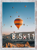 Rustic White Picture Frame by [Brand Name] - 8.5x11 Wall & Tabletop Display | Durable Shatter-Resistant Plexiglass