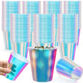 YIMITEE 50 Pack Iridescent Plastic Cup, 12 OZ Disposable Bachelorette Party Cups, Glitter Drinking Cups, Holographic Shiny Beverage Cup, Party Supplies for Disco, Birthday, Wedding, Decorations