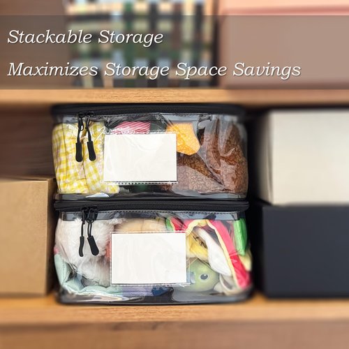 Upgraded Large Storage Toy Organizer, Clear Storage Toy Bags with Label & Manual Pocket for Puzzles (8PCS)