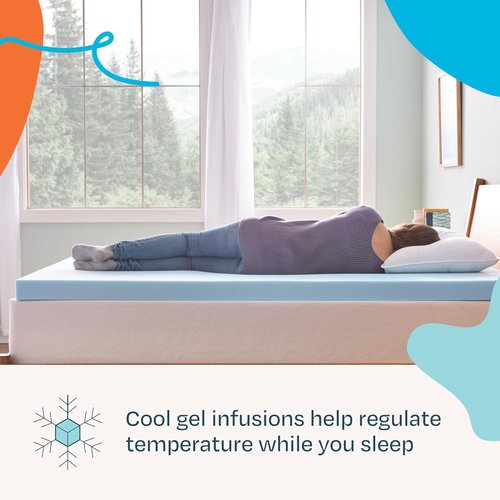 Linenspa Memory Foam Mattress Topper - 3 Inch Gel-Infused Foam for Cooling Comfort | Full Size, Plush Feel