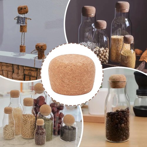 OLYCRAFT 8Pcs Wooden Cork Stoppers 1.2~1.5 Inch Cork Bottle Stoppers Wooden Tapered Corks Wood Lids Replacement Bottle Stopper Corks for Wide Mouth Bottle Glass Bottle Accessories - 1 Inch Thick
