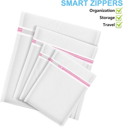 Mesh Laundry Bags by 4Pcs - Delicate Lingerie Wash Bags for Travel & Toy Storage | 1 Large, 1 Medium, 2 Small