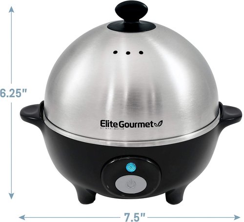 Elite Gourmet EGC-508 Rapid Egg Cooker - 7 Egg Capacity, Auto Shut-Off, Stainless Steel Design