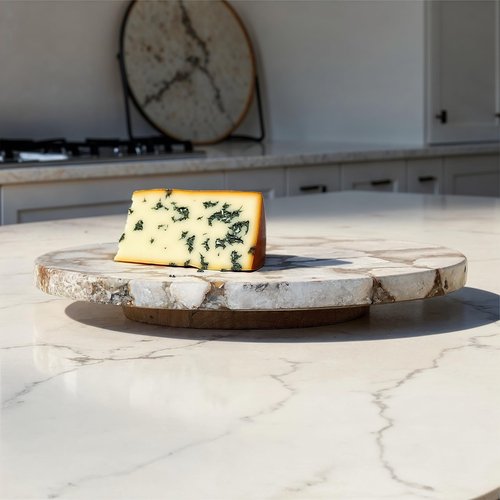 Creative Co-Op Round Agate Lazy Susan with Mango Wood Base, Natural