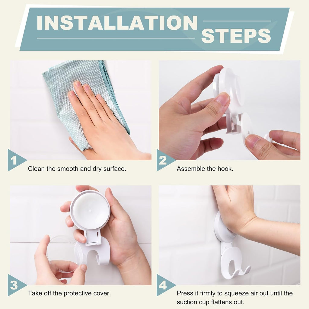 VIS'V Suction Cup Razor Holder - Removable & Reusable Shower Hooks for His and Hers | White, 2 Pcs