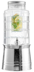 Style Setter Patchwork Beverage Dispenser Cold Drink Dispenser w/ 2.4-Gallon Capacity Glass Jug, Ice Insert, Fruit Infuser, Galvanized Base, Leak Proof Spigot Great for Parties Weddings