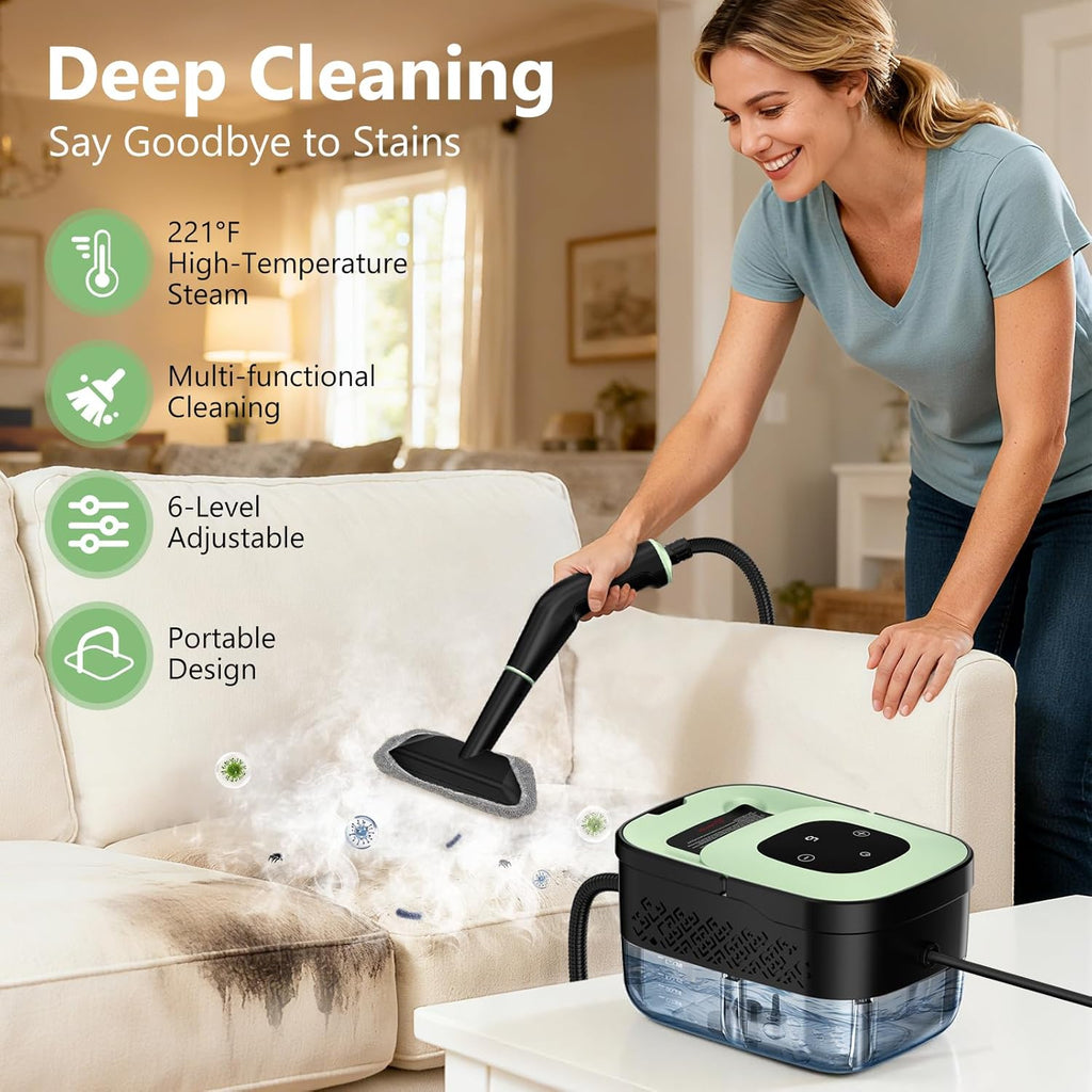 Skiennix Portable Steam Cleaner - 16-Piece Accessory Set | 6-Level Adjustable Heat, Fast 15s Heat-Up
