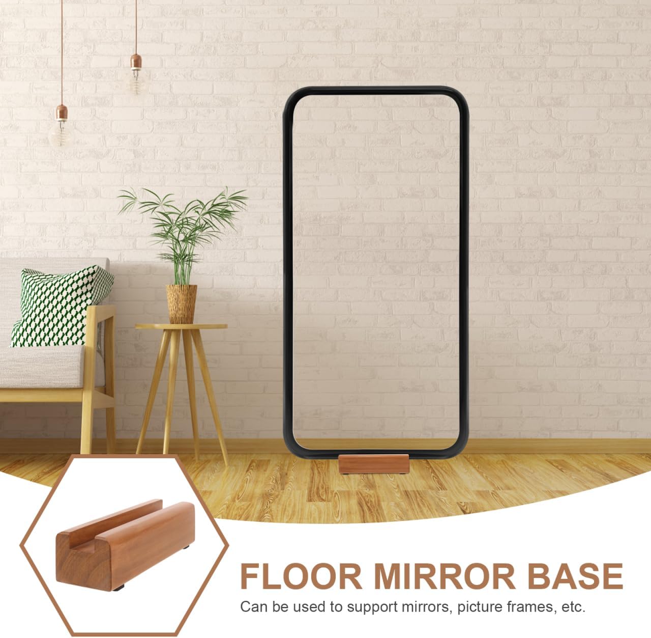 Uonlytech Solid Wood Floor Mirror - Heavy Duty Non-Slip Stand for Full Length Home Decor
