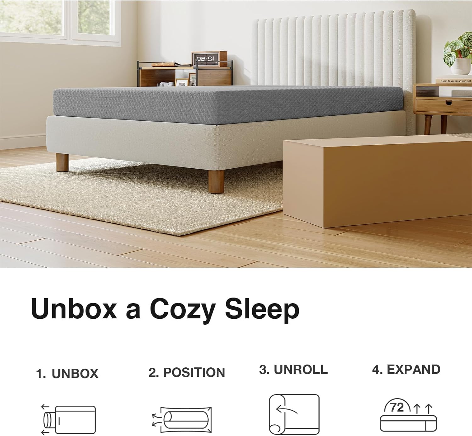 Novilla 8 Inch Twin Mattress - Cooling Memory Foam for Quick Sleep & Pressure Relief | Grey Twin Bed