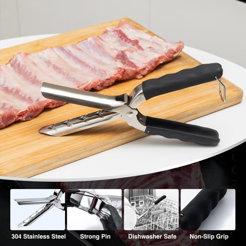 Lumitrail Rib Membrane Removal Tool with Glue-Free Full-wrap Anti-Slip Grip, Dishwasher Safe Stainless Steel Rib Prep Tool Membrane Remover for Barbecue Grilling Accessories