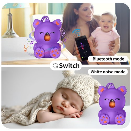 White Noise Machine with Bluetooth Speaker | Portable Baby Sound Machine Non-Looping Music Aid with Timer for Sleep, Nursery, Travel, Home & Car