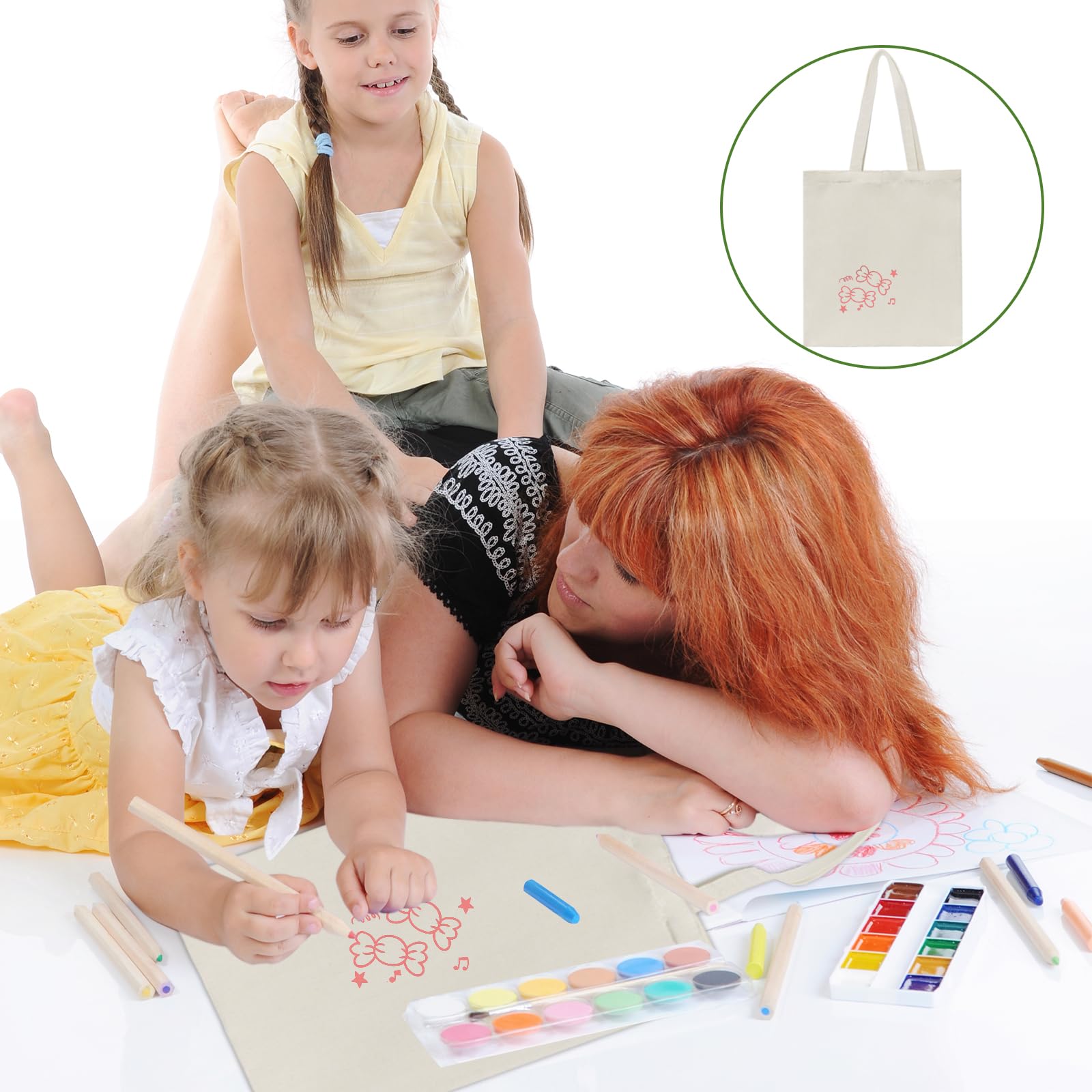 HECTOLIFE 12 Pack Canvas Tote, Reusable Blank Canvas for Shopping,Grocery Bags,DIY Gift Bags