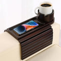 BAMTRAY Couch Cup Holder Tray, 15.75" Bamboo Cup Holder for Couch, 3 in 1 Foldable Arm Chair Clip on Side Tray Table for Remote Snack Table on Armrest