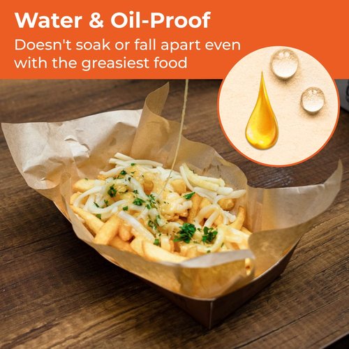 IDL Packaging 14" x 14" PFAS-Free Grease-Proof Paper Sheets, Pack of 1000, Natural Kraft - Microwave Safe Food Tray Liners - Grease-Absorbing Wrapping for Sandwiches, Cheeses, Hamburgers, etc.