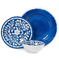 Yinshine Melamine Dinnerware Set - 12 Pcs Dinner Dishes Set for 4, Plates and Bowls Set for Indoor & Outdoor Use- Dishwasher Safe, Unbreakable, Blue