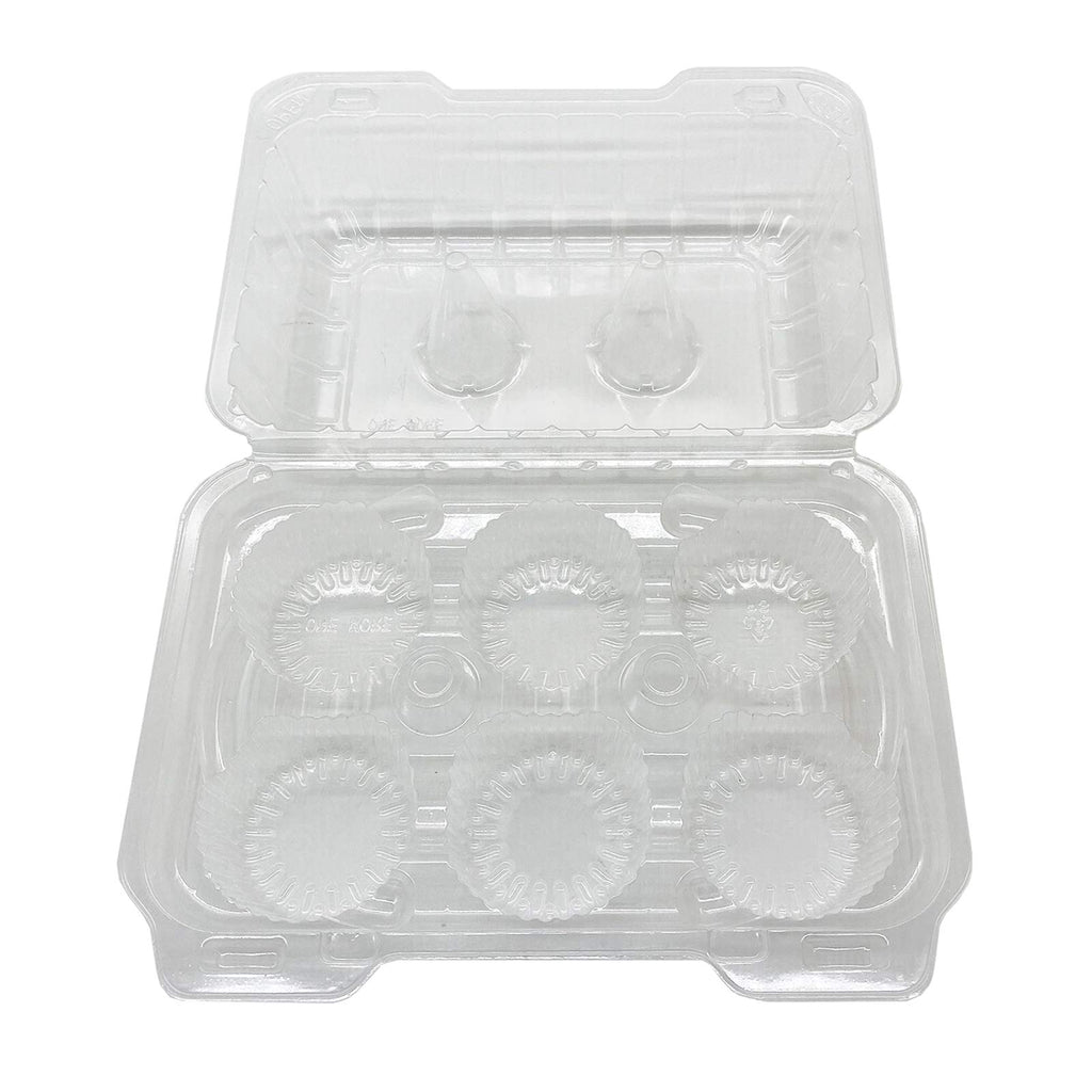 Clear Cupcake Containers,12pc Plastic Disposable High Dome Cupcake Boxes 6 Compartment Cupcake Holders Cupcake Containers Half Dozen Cupcake Trays ReliableCup Cake Muffin Packaging Transporter