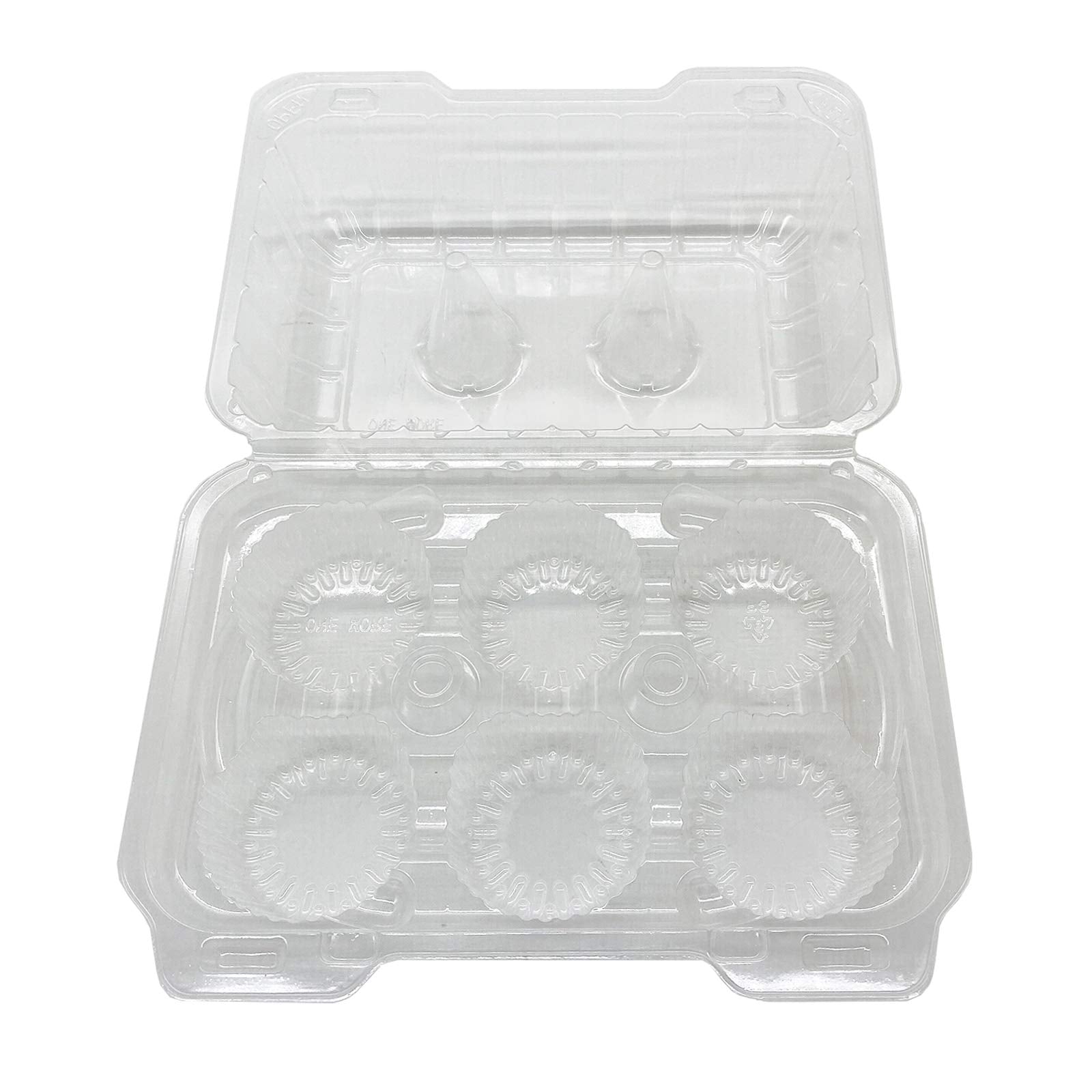 Clear Cupcake Containers,12pc Plastic Disposable High Dome Cupcake Boxes 6 Compartment Cupcake Holders Cupcake Containers Half Dozen Cupcake Trays ReliableCup Cake Muffin Packaging Transporter