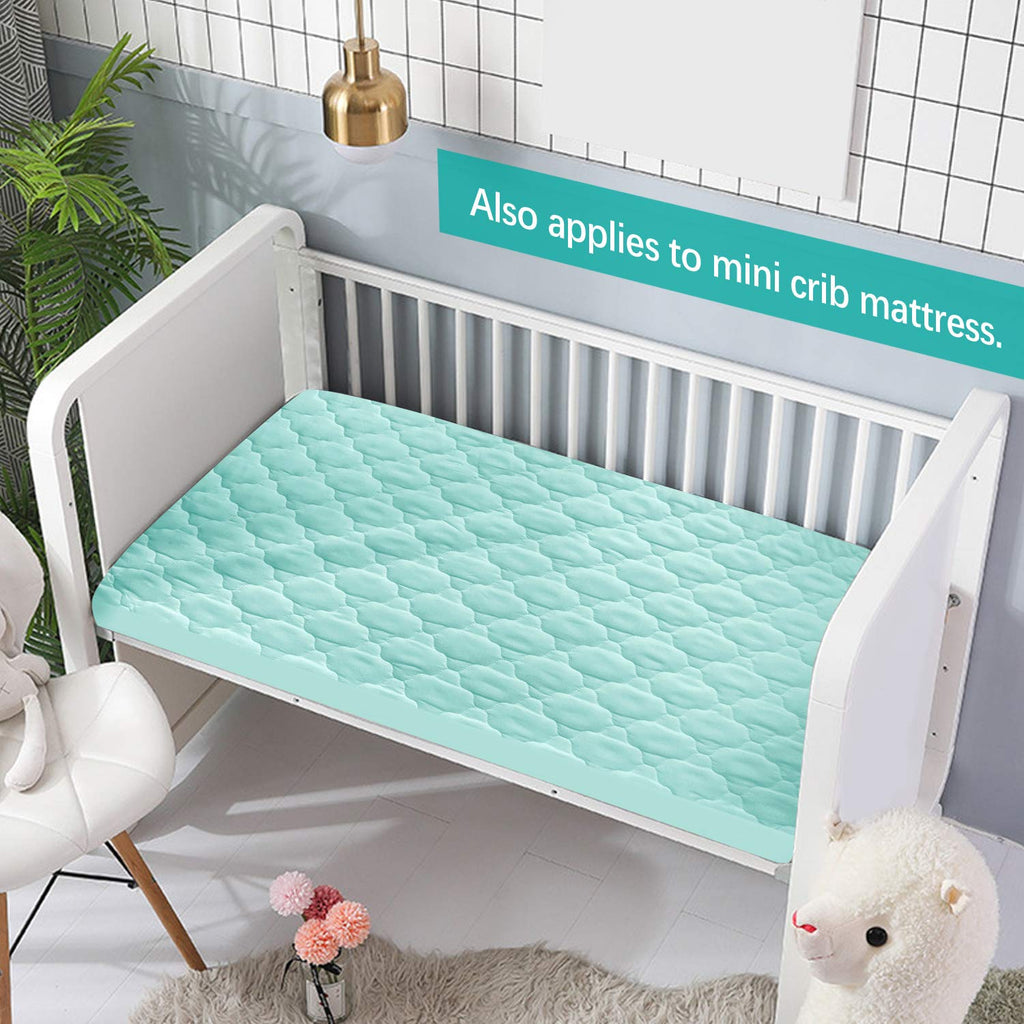 Skiennix Waterproof Playard Sheet Protector - Quilted Design for 39" X 27" Baby Mattresses | Aqua Color