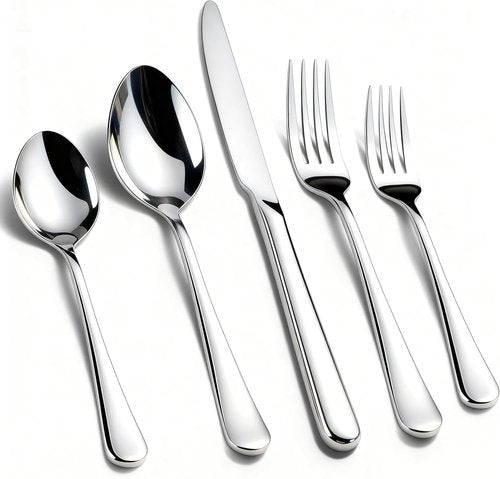 KIKCOIN 40-Pack Silverware Set | Food-Grade Stainless Steel Cutlery for 8 - Heavy Duty & Mirror Polished