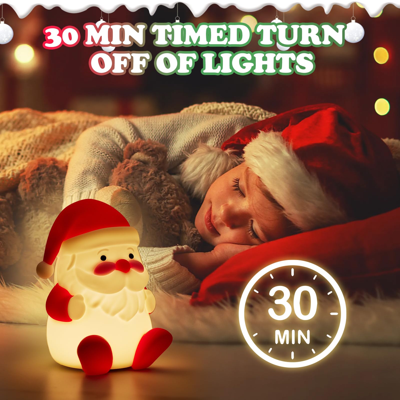 LED Cute Christmas Gift Night Light - Dimmable Bedside Lamp for Nursery - Rechargeable Touch Lamp with Squishy Silicone Cover - Cute Christmas Gift for Boys, irls, Baby, Children - Room Decor for Kids