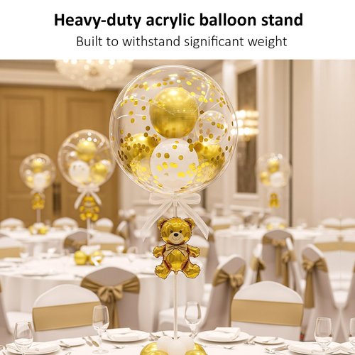 lightsfever Reusable Acrylic Balloon Stand Kit – Heavy Duty Tabletop Display with Sticks and Base, Ballon Stands for Centerpieces, Centerpiece Table Decorations for Parties (6 Pack 16 inch)