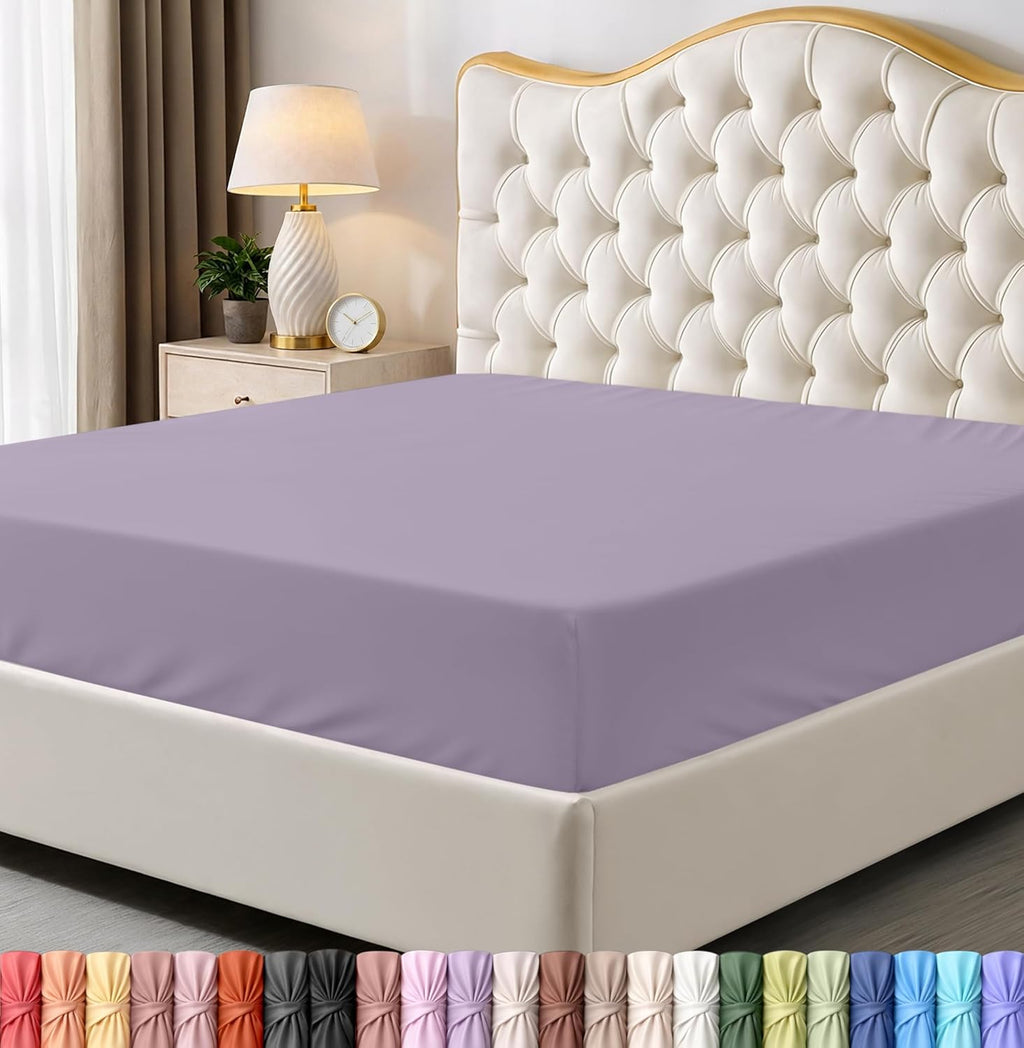 Utopia Bedding Queen Fitted Sheet - Soft Microfiber - Deep Pocket - Fade Resistant - Lavender Color