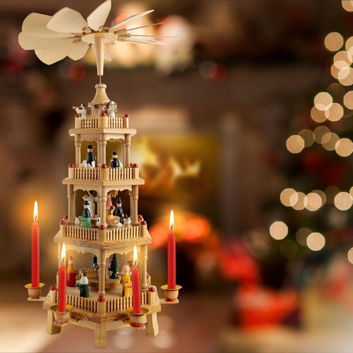 Amyhill 72 Pcs Christmas Pyramid Candles - 4 Inch Red Taper Candles for Tree Decorations | Traditional Chime Design