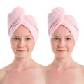 Seritaine Hair Towel Wrap for Women 2 Pack – 100% Turkish Cotton Turban for Wet Hair Quick Dry – Soft & Gentle Head Towel Cap– Soft and Absorbent Cotton - 10x26 inch