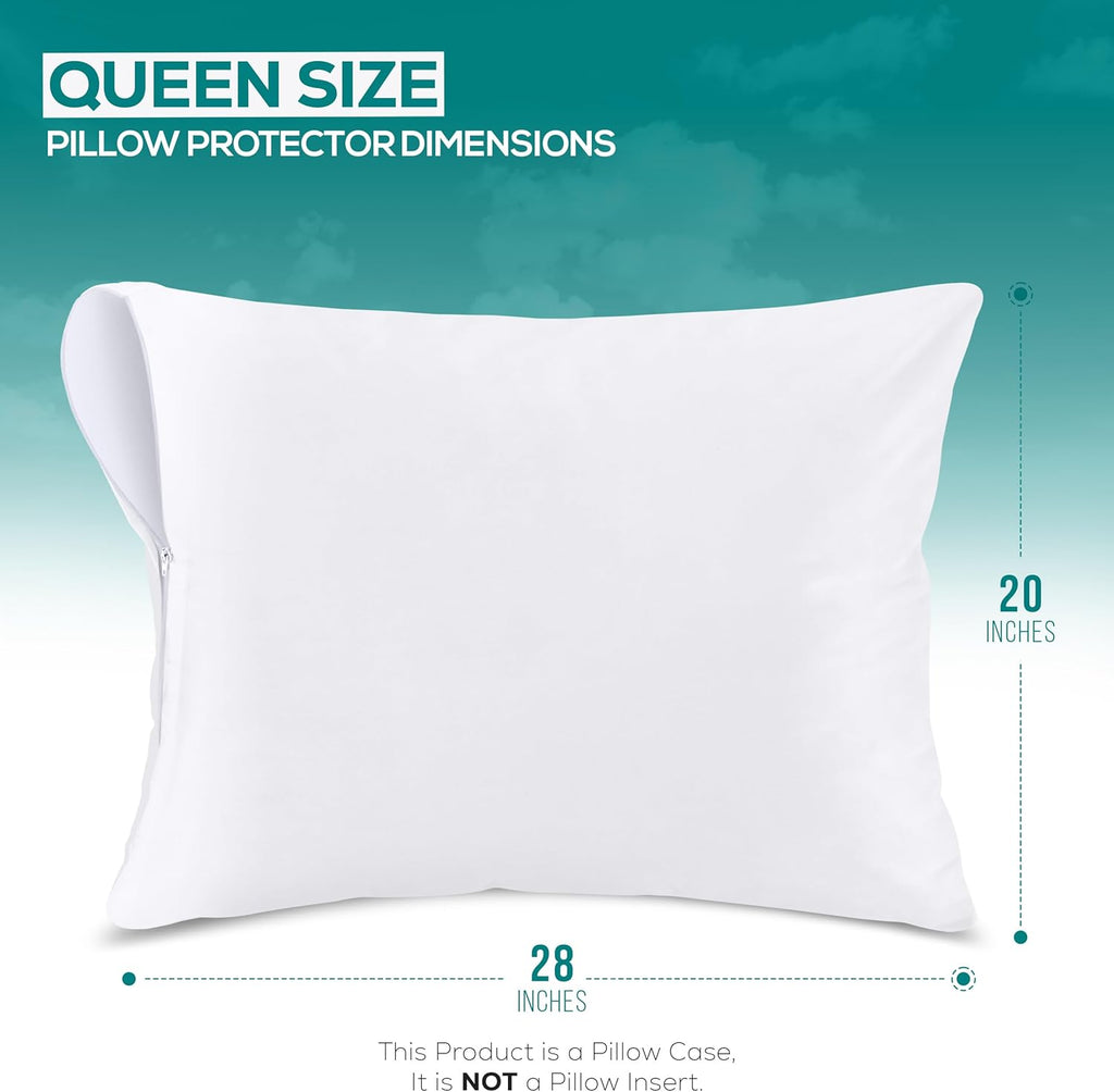 Utopia Bedding Pillow Protectors - Queen Size Zippered, Waterproof & Dust Mite Proof (Set of 2, White)