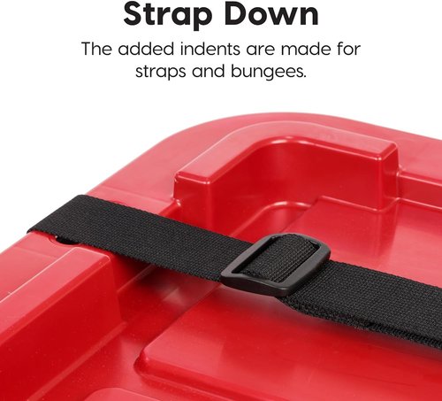IRIS USA 12 Gallon Heavy Duty Storage Bins with Lids - 4-Pack Red Plastic Tote Containers