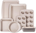 CAROTE 7-Piece Nonstick Bakeware Set - Stackable Baking Pans Including Cookie Sheets, Muffin Pan, & More | Gray & Khaki