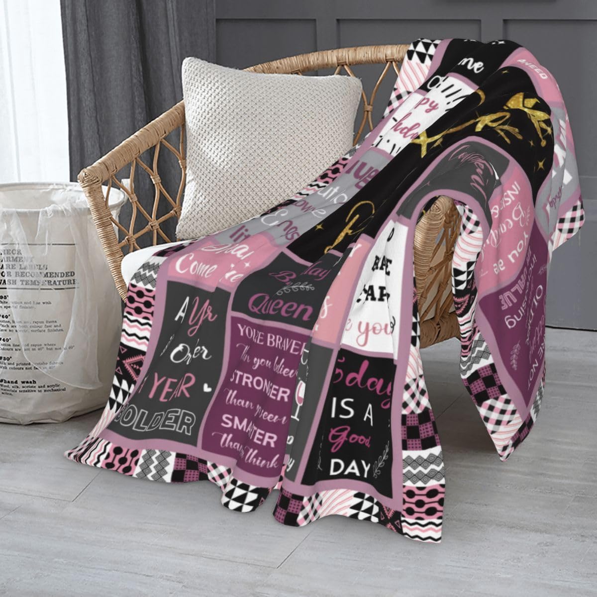 FGCOGOD Queen Birthday Gifts for Women, Birthday Blanket with Gift Box for Women, Gifts for A Birthday, Happy Birthday Decorations Gift Ideas for Her, Birthday Gifts Throw Blanket 60"x50"