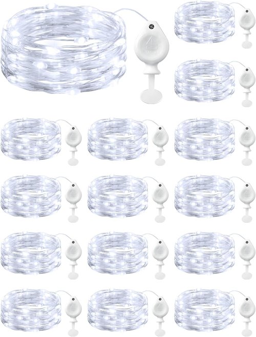 Brightown 14-Pack LED Fairy Lights - Battery Operated Waterproof Silver Wire | 7ft String Lights for DIY Decor